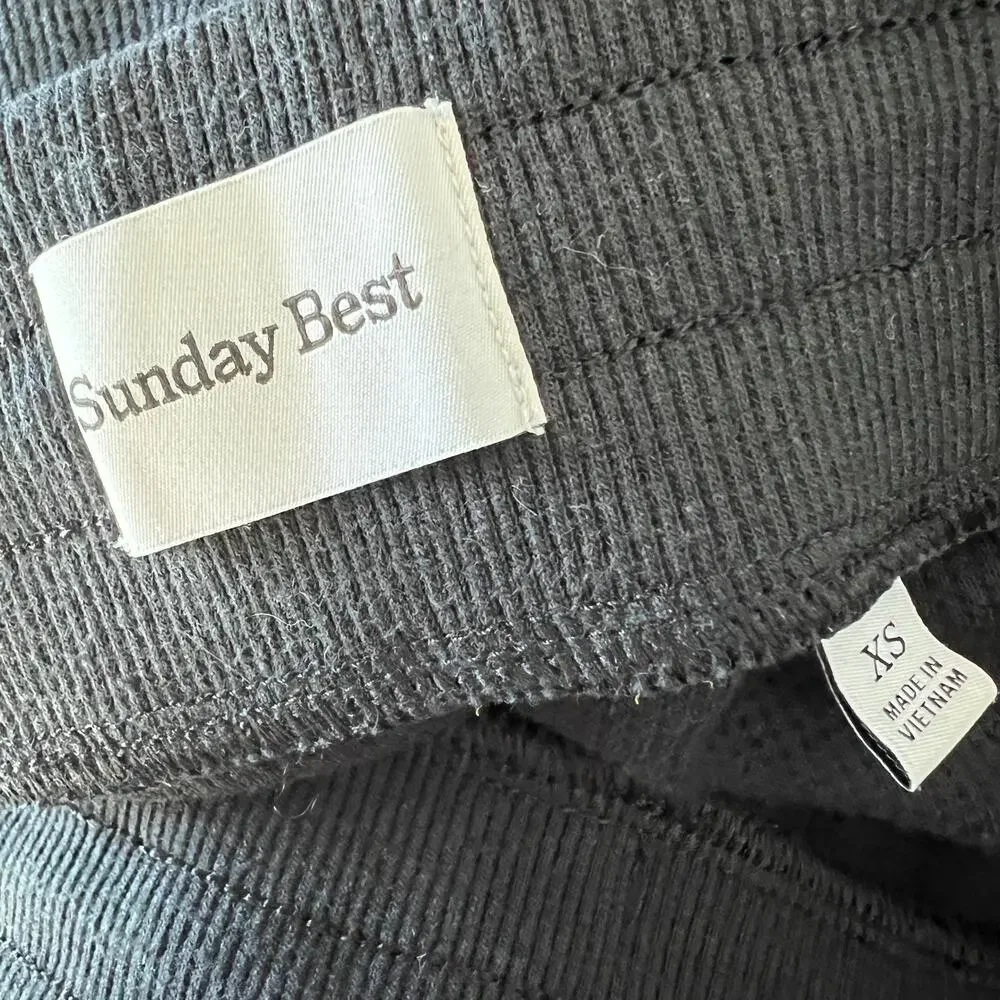 Aritzia Sunday Best Baby Waffle Knit Kick Flare Lounge Pant Black Women's Sz XS